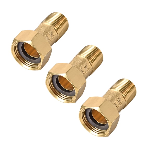 Brass Pipe Fitting, Hex Nipple, G1/2 Male x G3/4 Female Threaded Connector Water Meter Coupling 4 Pcs