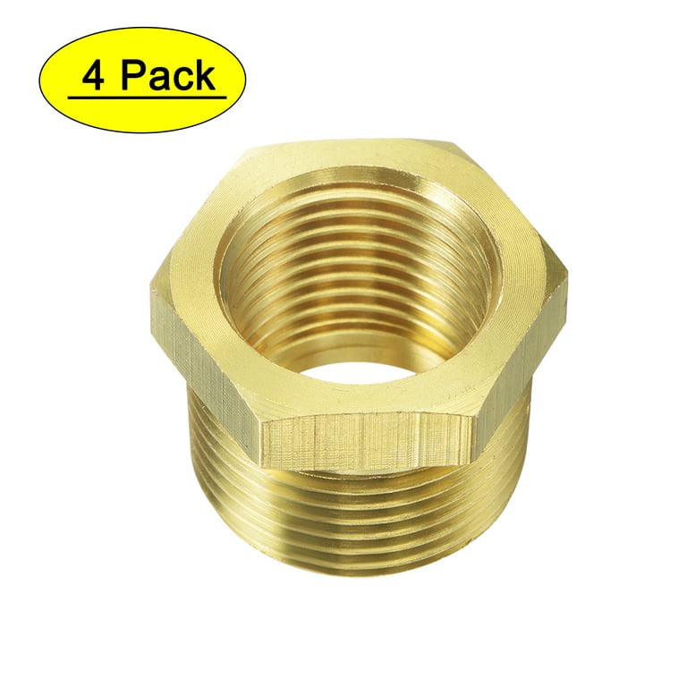 Brass Pipe Fitting Reducer Adapter 3/4NPT Male x 1/2NPT Female for Water  Oil Air Pressure Gauge, Pack of 4 