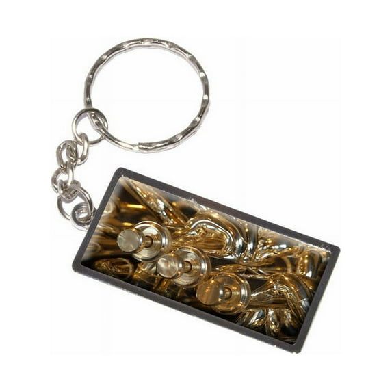 Brass Piston Valved Instrument Music Keychain Key Chain Ring