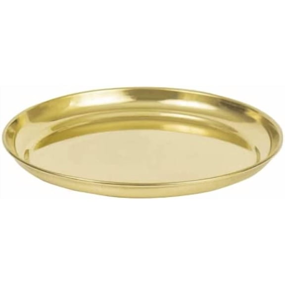 Brass Plain Design Platter/Prayer Plate/Thali/Thal (Approx. 9 inches), Serveware/Kitchenware/Tableware (Pack of 1)