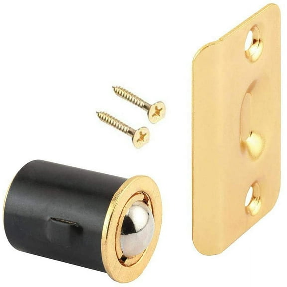 Brass Plated Closet Door Drive-in Ball Catch with Strike Plate