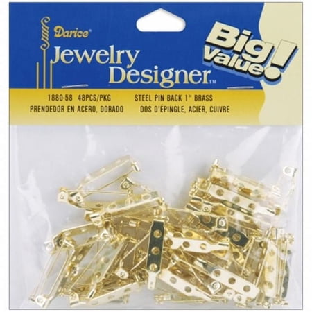 Brass Plated Pin Back: 1 Inch