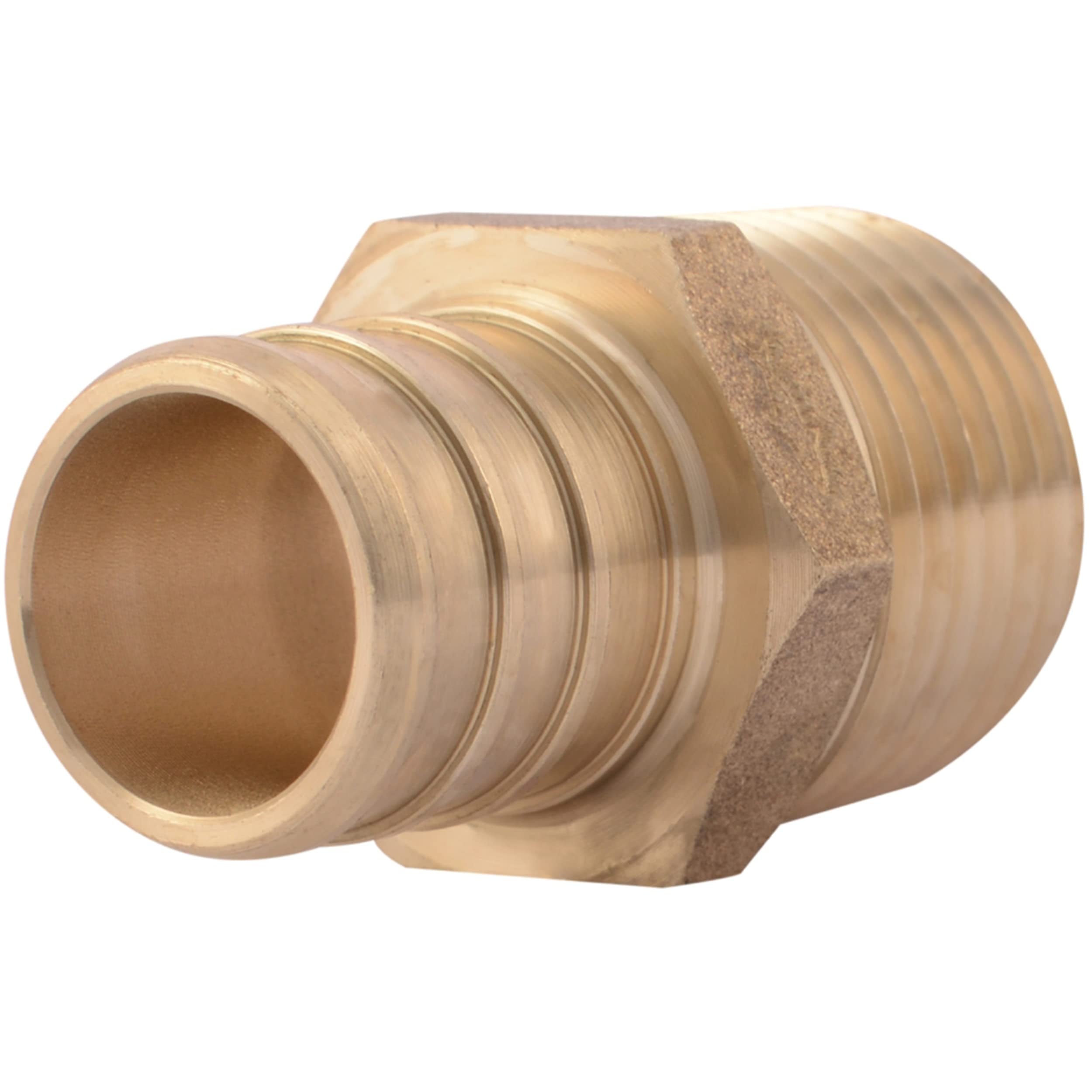 Brass Plumbing Fittings, Copper PEX Pipe, 3/4 x 1/2 Crimp MNPT Male
