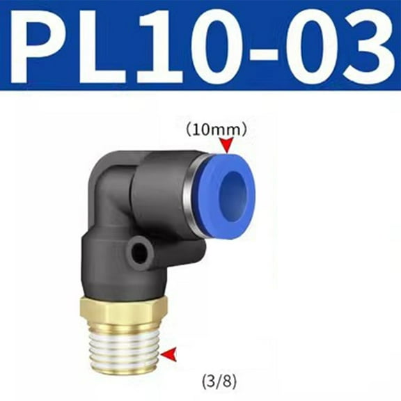 Brass Pneumatic Elbow Quick Connector Air Fittings 360 Degree Rotatable L-Shaped Tee Adapter Black Blue Pl4-16 For Air Compressor Tools Pl10-03