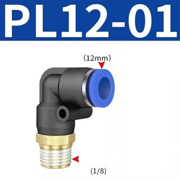 Brass Pneumatic Elbow Quick Connector Air Fittings Thread Adapter Pl4-16 For Air Tools 360 Degree Rotatable Black And Blue L-Shaped Tee Fitting Pl12-01