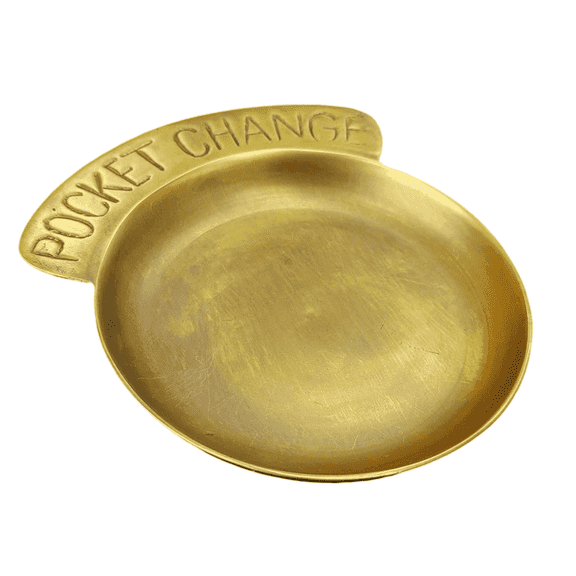 Brass Pocket Change Collectable Dish / Brass Retro Style Coin Holder / Jewelry Tray