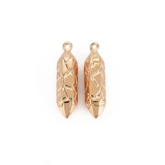 Brass Pointed Pendants Nickel Free Bullet Shape Real 18K Gold Plated 20x5.5x5mm Hole: 1mm