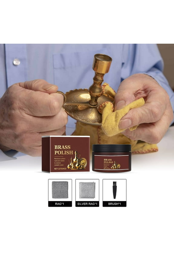 Brass Polish And Cleaner Kit, Metal Tarnish Remover For Copper And Bronze, Rust Restoration Agent For Antiques And Cookware, 2-Piece Set