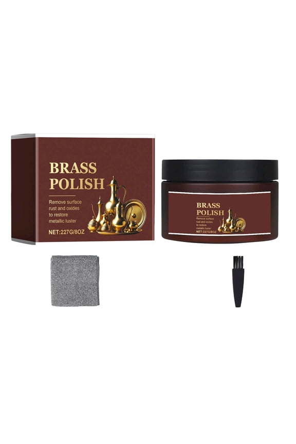 Brass Polish and Cleaner Kit- Protective Tarnish Remover - Great Brass, Copper, Chrome, and Sterling Silver Polish - Polisher for Home Decor, Music Instruments, and Jewelry, 3.81x3.81x3.74"