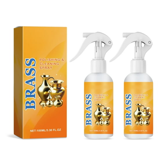 Brass Polish Spray, Instant Brass Cleaner for Tarnish Oxidation and Grime, Powerful Non-Toxic Safe for Decorative Items Hardware Fixtures, Easy Spray and Wipe No Scrubbing Required, Metal Polish