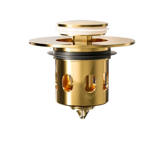 Brass Pop Up Sink Plug Universal Bathroom Drain Stopper with Push Button Anti Clog Filter Fits 34 to 40mm 1.34 to 1.57inch Drain Hole