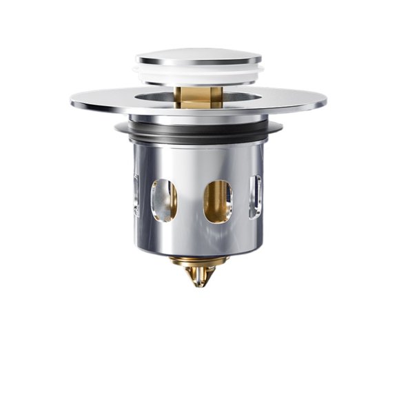 Brass Pop Up Sink Plug Universal Bathroom Drain Stopper with Push Button Anti Clog Filter Fits 34 to 40mm 1.34 to 1.57inch Drain Hole