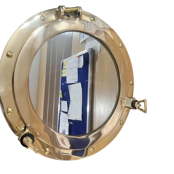 Brass Porthole Wall Mirror | Nautical Coastal Dcor