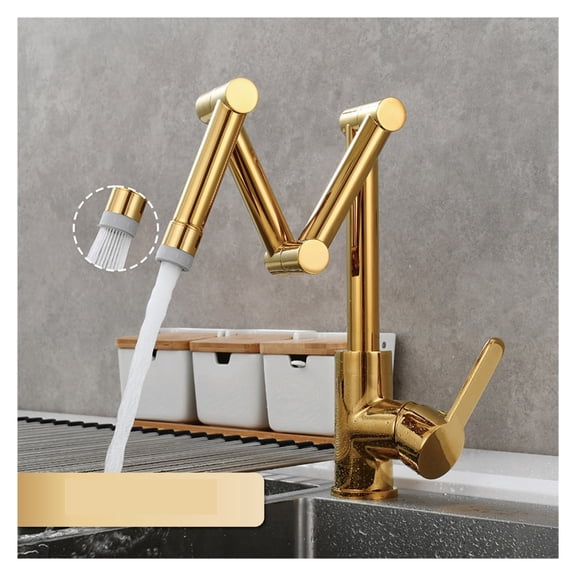 Brass Pot Filler Faucet Deck Mounted Three-Section Extension Folding Kitchen Faucet Triple Joint Swing Arm For Hot And Cold