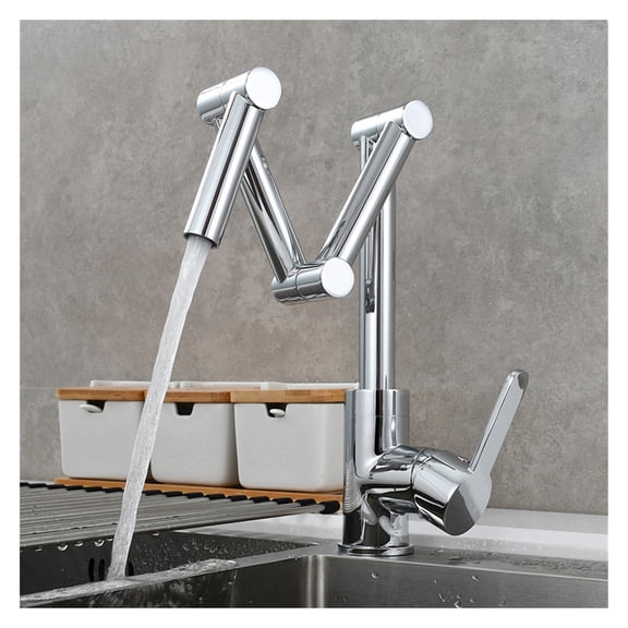 Brass Pot Filler Faucet Deck Mounted Three-Section Extension Folding Kitchen Faucet Triple Joint Swing Arm For Hot And Cold