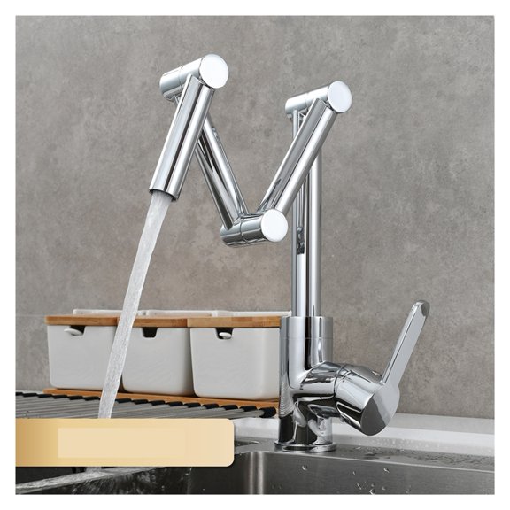 Brass Pot Filler Faucet Deck Mounted Three-Section Extension Folding Kitchen Faucet Triple Joint Swing Arm For Hot And Cold
