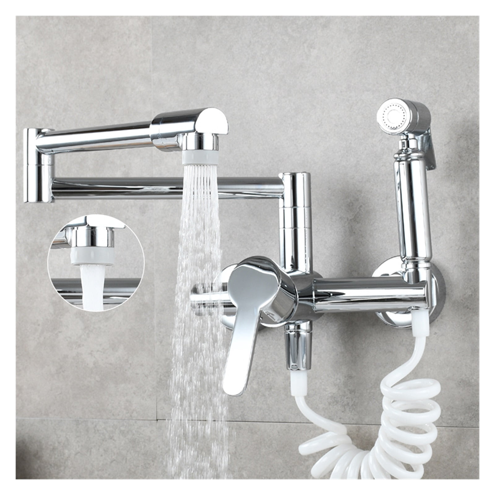 Brass Pot Filler Folding Faucet With Side Sprayer, Kitchen Sink Faucet ...