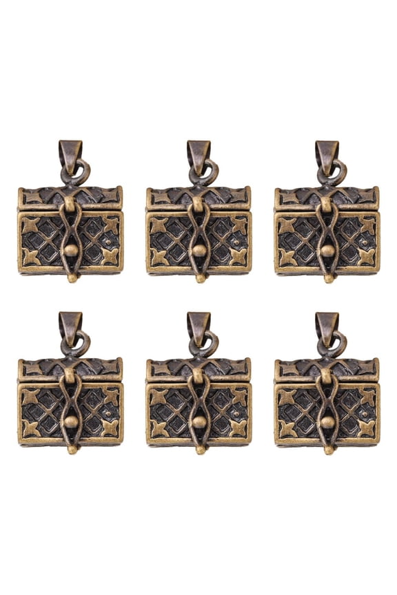 Brass Prayer Box Pendants Rectangle Antique Bronze Color Size: about 16mm wide 24mm long hole: 4mm