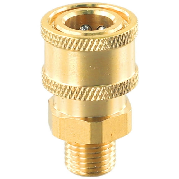 Brass Pressure Washer Quick Connect Adapter, 1/4 Inch Male Coupler With Ball Lock Design, Heavy Duty Connector For Most Outdoor Cleaning Equipment For Fast Nozzle And Spray Changes