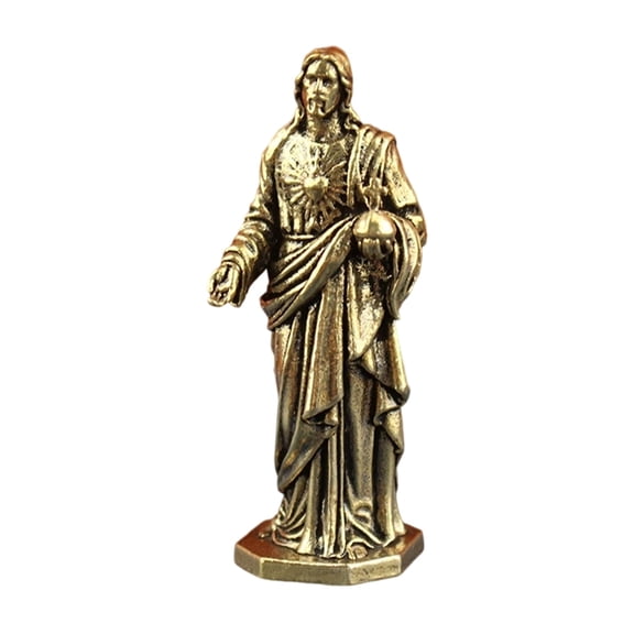 Brass Priest Figurine Retro Desktop Sculpture Collectible Decorative Art Piece