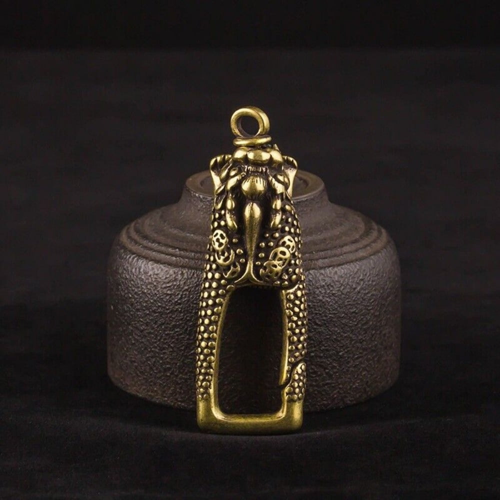 Brass Pure Beast Pixiu Keychain Key Ring Hanging Ornament Miniature Craft