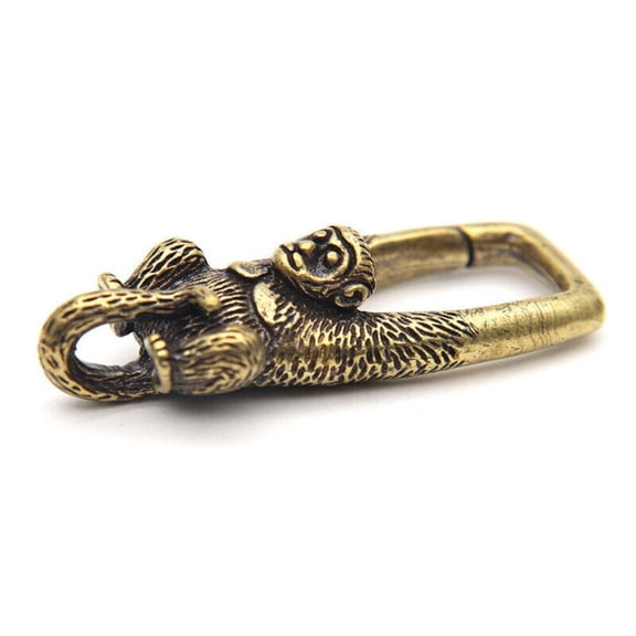 Brass Pure Monkey Keychain Antique Craft Lobster Clasps Keyring Key Holder Gift