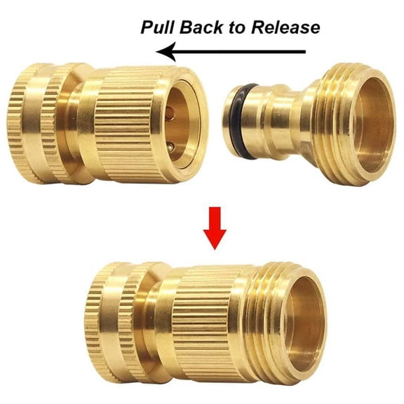Brass Quick Connect Garden Hose Fittings Water Hose Quick Connect Fittings 3/4 Inch Garden Hose Adapter Quick Connect Set for Outdoor Watering Irrigation 2 Pack