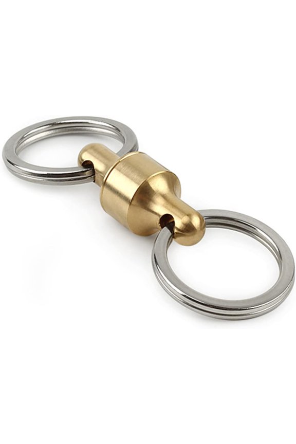 Brass Quick Release Keychain, with 360 Rotation, Pull Apart Detachable Key Chain Waist Belt Buckle, Outdoor Portable EDC Organization Tool, Car Key Accessories with 2 Key Rings for Man/Woman