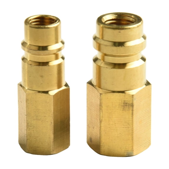 Brass R134a Car AC Adapter Set 1/4" SAE Thread, 2PCS Gold Conversion Kit For R12 To R134a For HP LP Connection