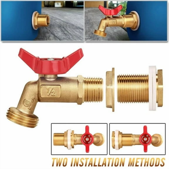 Brass Rain Barrel Spigot Quarter Turn Ball Valve Spigot With Bulkhead Fitting