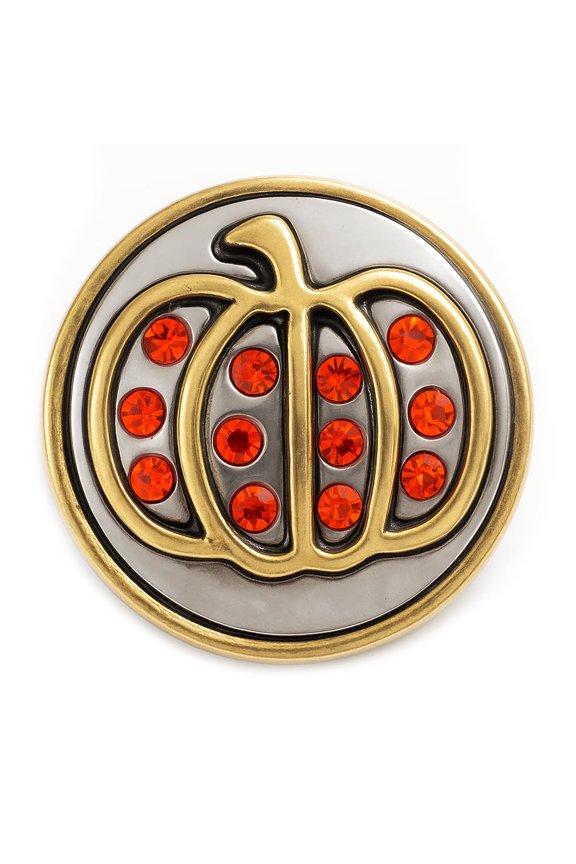 Snap Jewelry 18MM Brass Rhinestone Pumpkin Ginger Charm for Interchangeable Accessories