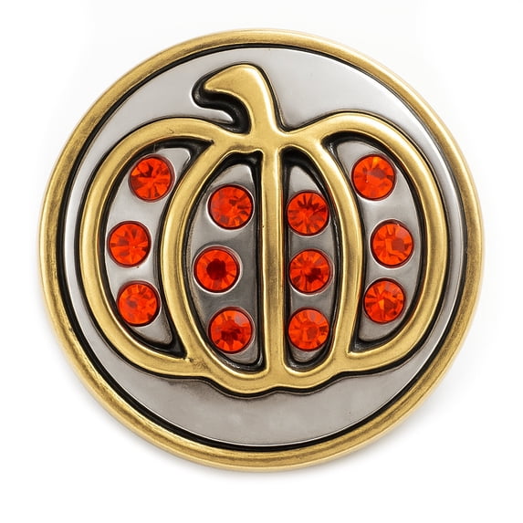 Snap Jewelry Brass Rhinestone Pumpkin, Brass Ginger Charm 18MM Button, For Interchangeable DIY Customizable Accessories