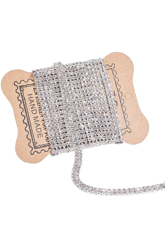 Brass Rhinestone Strass Chains Two Rows Rhinestone Cup Chain Silver 6x2.5mm