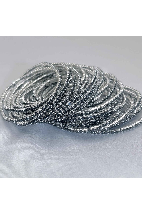 Brass Rhinestone Tennis Bracelets Stretch Bracelets for Women Square Jet Inner Diameter: 2-1/8 inch(5.25cm) Rhinestone