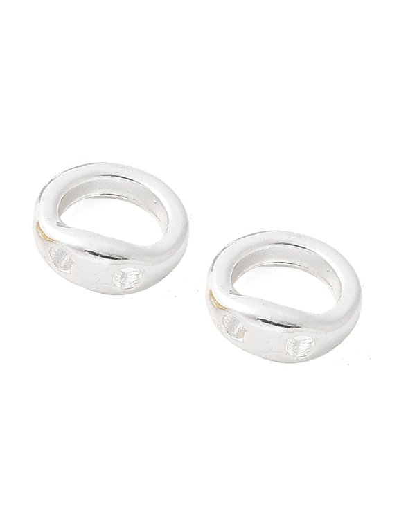 Brass Ring Charm Connectors Bracelet Necklace End Loop Wire Protector 925 Sterling Silver Plated 5x1mm Hole: 0.7mm