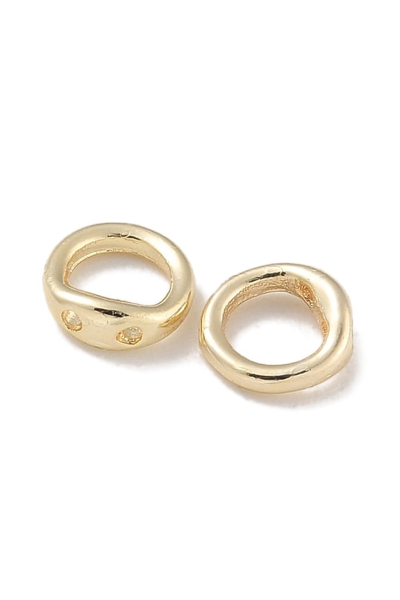 Brass Ring Charm Connectors Bracelet Necklace End Loop Wire Protector Real 14K golden Plated 5x2mm Hole: 0.8mm