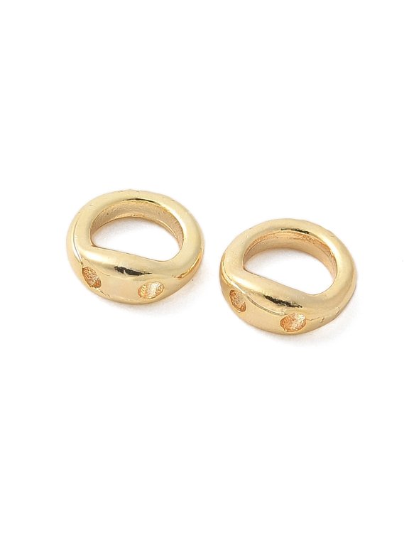 Brass Ring Charm Connectors Bracelet Necklace End Loop Wire Protector Real 18K Gold Plated 5x1mm Hole: 0.7mm