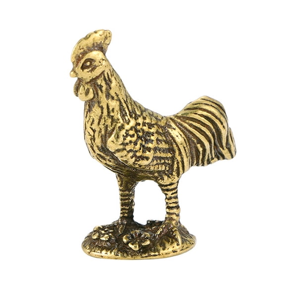 Brass Rooster Small Statue Ornament Copper Handmade Antique Animal Miniature Figurine Office Desk Decoration Home Decor Craft