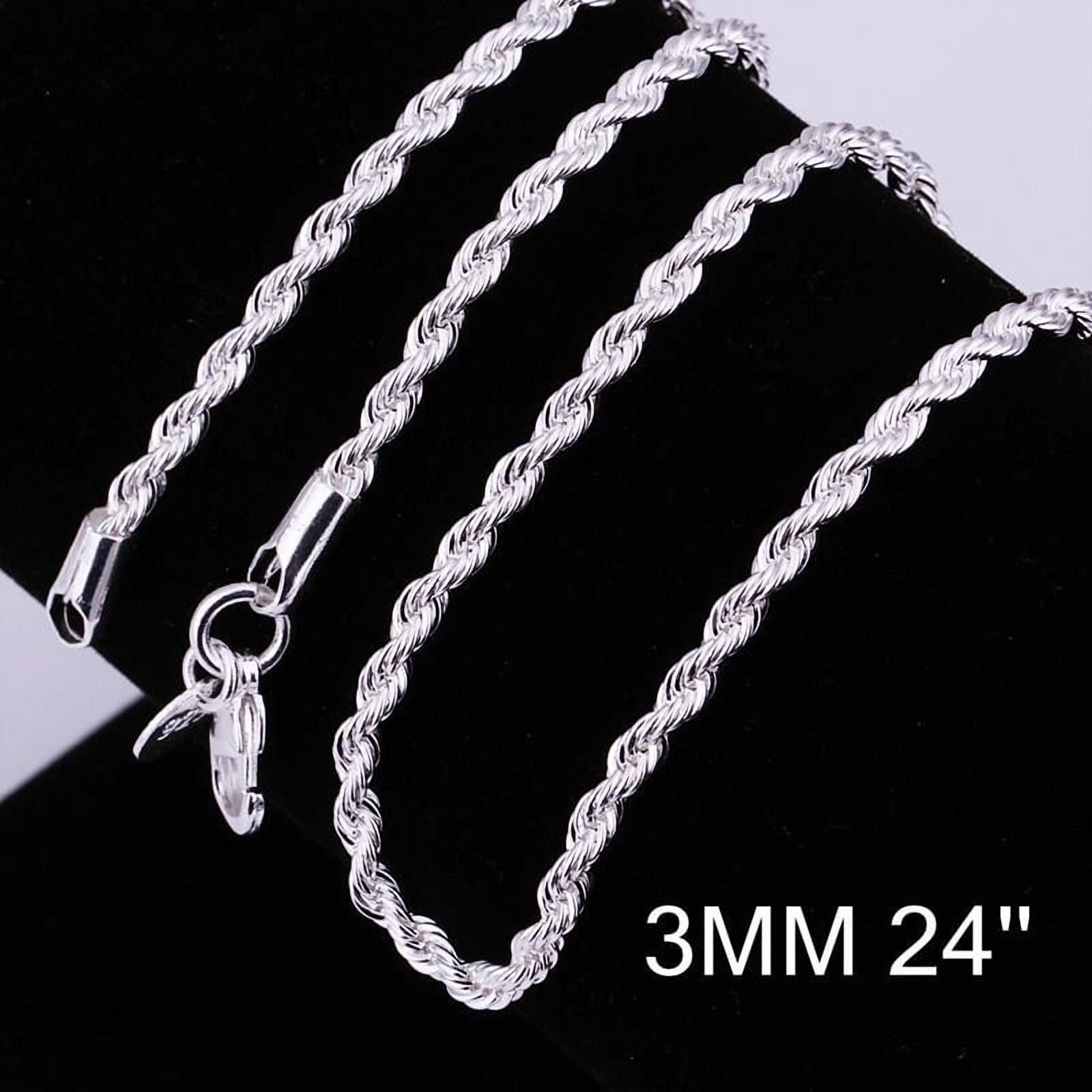 Brass Rope Chain Necklaces with Lobster Claw Clasps Silver Color Plated ...