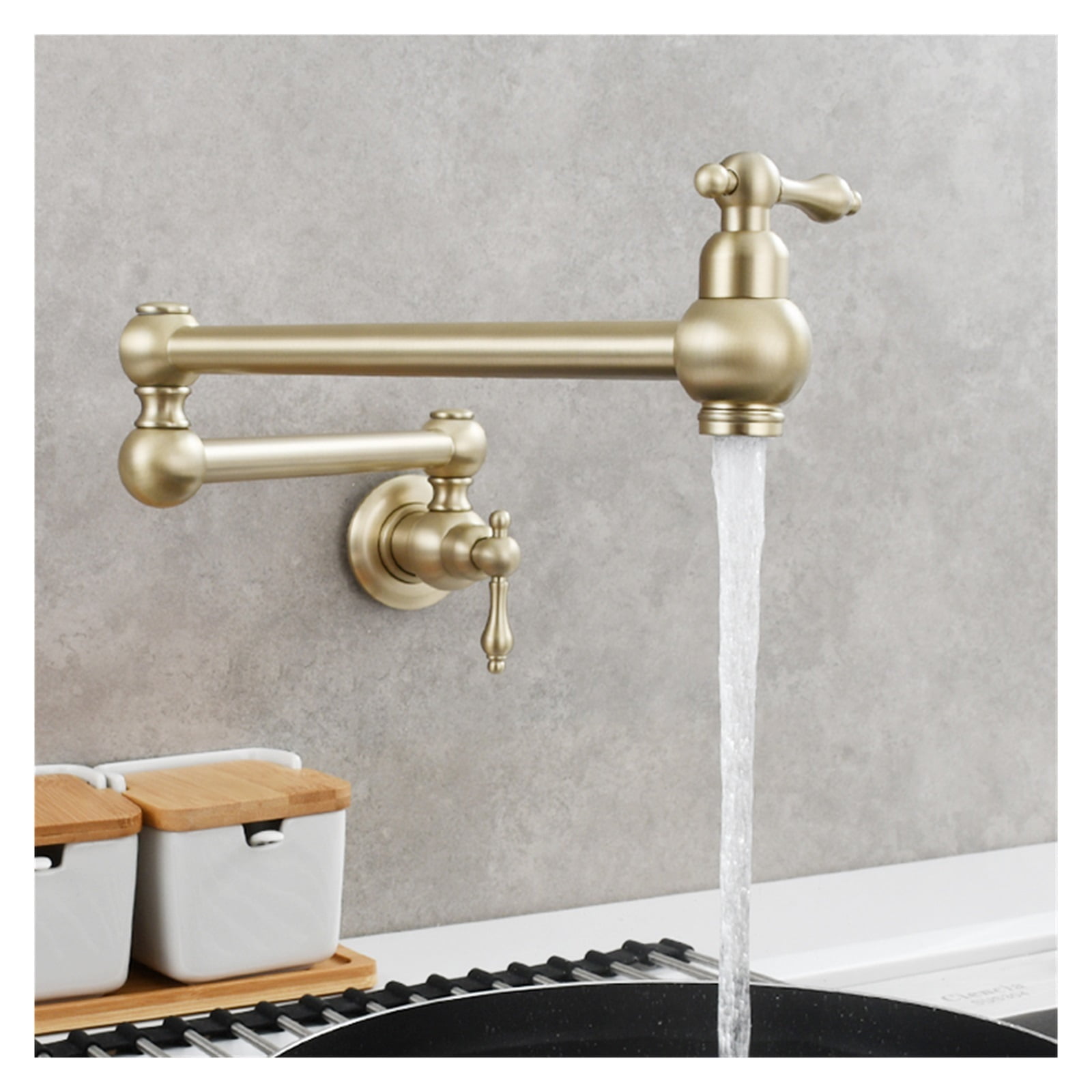 Brass Rotating Folding Faucet Delicate Double Switch Kitchen Faucet ...