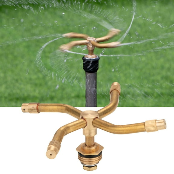 Brass Rotating Sprinkler Head - Adjustable Spray Pattern for Yard & Greenhouse, Durable Garden Watering System
