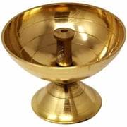 Brass Round Design Akhand Diya | Durable Oil Lamp/Diya/Deep/Deepak/Deepam/Pyali Diya For Pooja Approx. Dia. 7.5 Cm