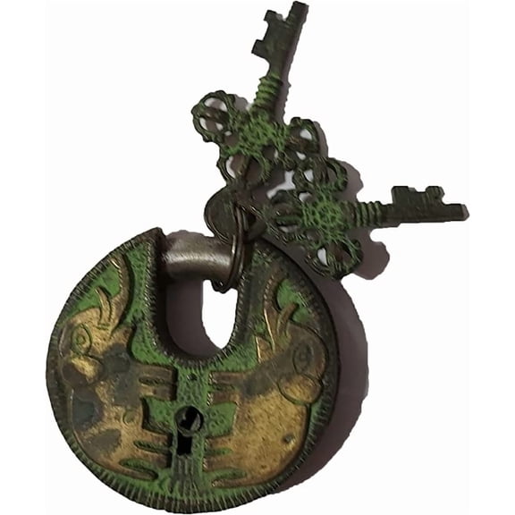 Brass Round Elephant Padlock - Lock with Keys - Working Functional - Brass Made Round Elephant Antique Lock.