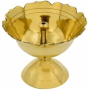 Brass Round Traditional Design Detachable Oil Lamp/Diya/Deep/Dhoop For Pooja Approx. Dia. 6 Cm, Set of 1 Akhand Diya