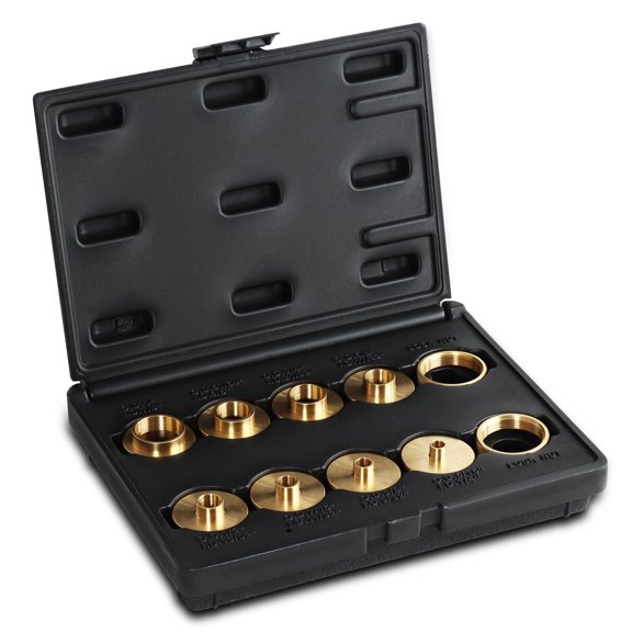 Brass Router Template Guide Bushings 10-Piece Set with Black Carrying Case