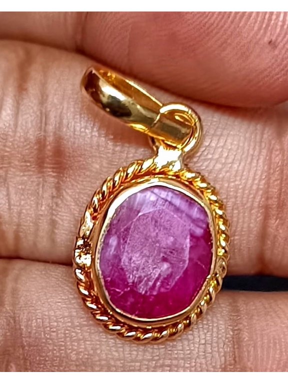 Brass Ruby Gemstone Pendant