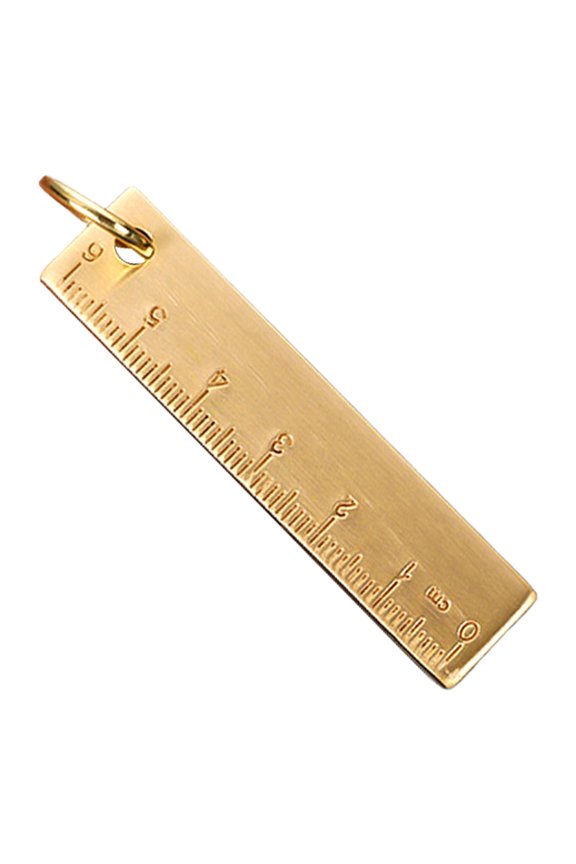 Brass Ruler Keychain, Loetky Gold Brass Straight Rulers Decoration Pendant, Metal Copper Bookmarks For Commemorative Gift, Measurement Tool