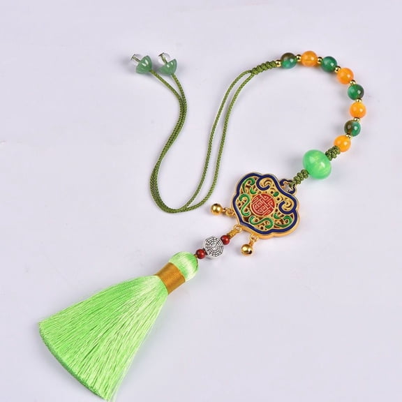 Brass Ruyi Car Pendant Cloisonne Rearview Mirror Hanging Ornament Vehicle Interior Decor Accessory