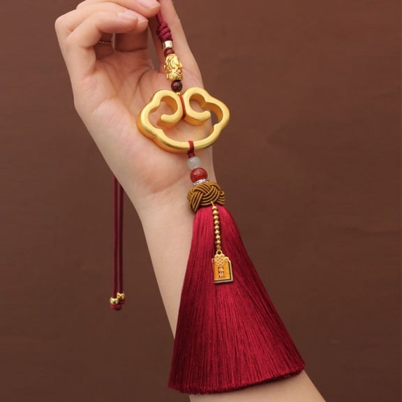 Brass Ruyi Car Pendant Rearview Mirror Hanging Decoration Feng Shui Symbol for Peace and Protection