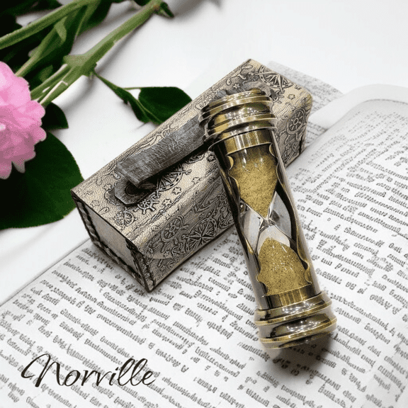 Brass Sand Timer With Both Side Compass Sand Clock Hourglass For Home Decorative Gift